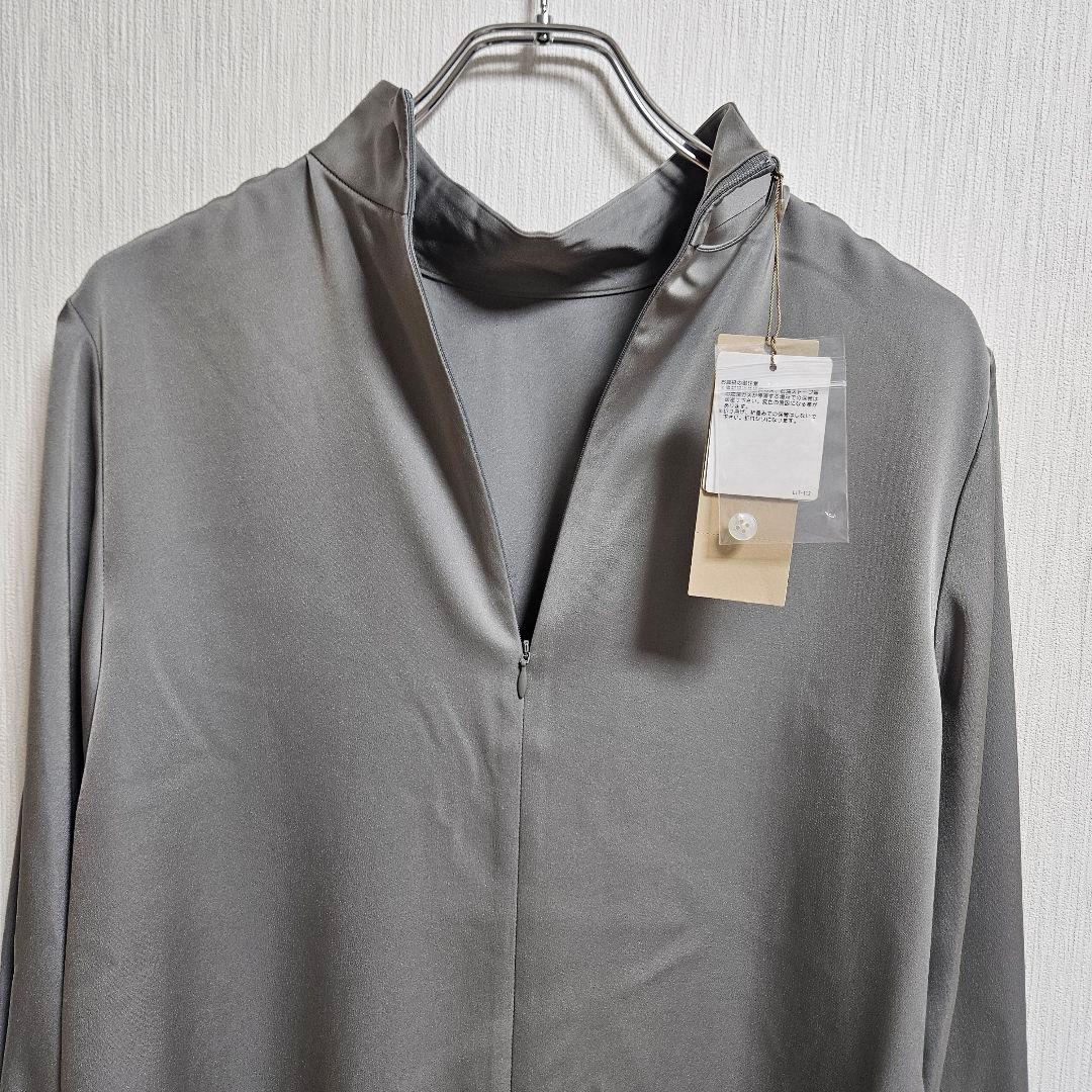 新品　theory luxe　セオリーリュクス　ボウタイサテンブラウス　グレー