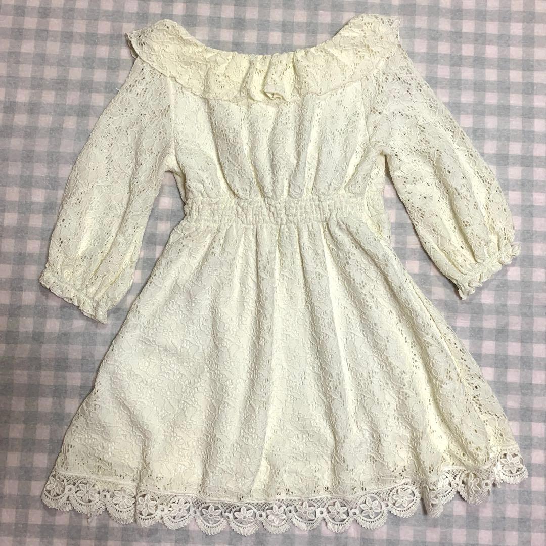 LIZLISA 希少 ホワイト レース リボン ワンピース