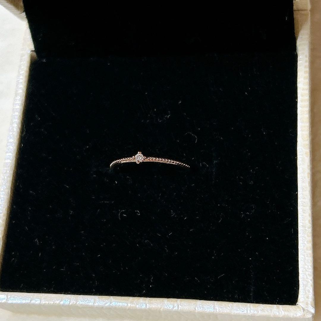 エテ ete K10PGダイヤモンドピンキーリング　1号　刻印あり