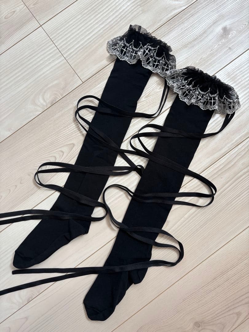 Moi-meme-Moitie 編み上げオーバーニー