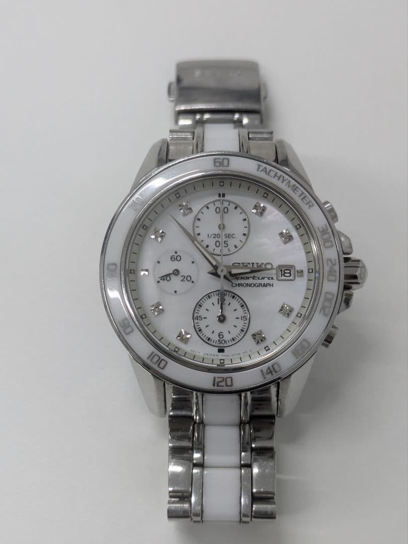 ツ*サ様 SEIKO Sportura クロノグラフ7T92-0NG0ホワイト腕