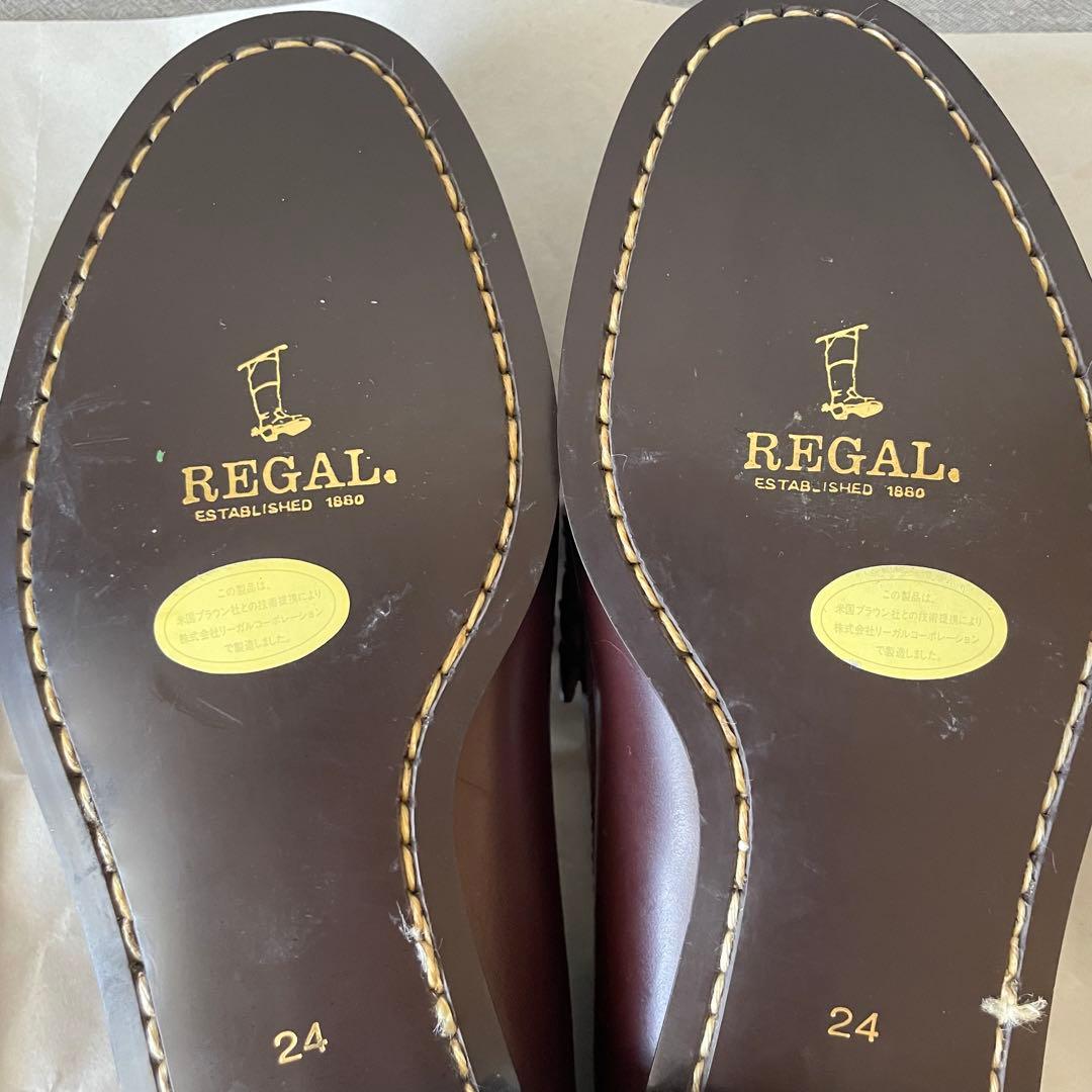 【訳あり新品未使用品】REGAL ローファー　鏡面加工　茶　24cm 牛革