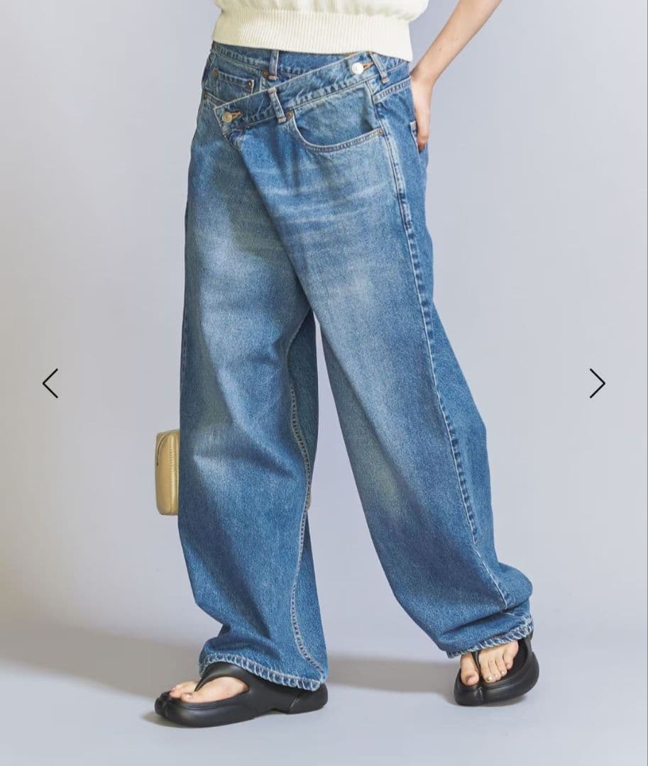 BEAUTY&YOUTHダメージラップワイドデニムSビューティーアンドユース