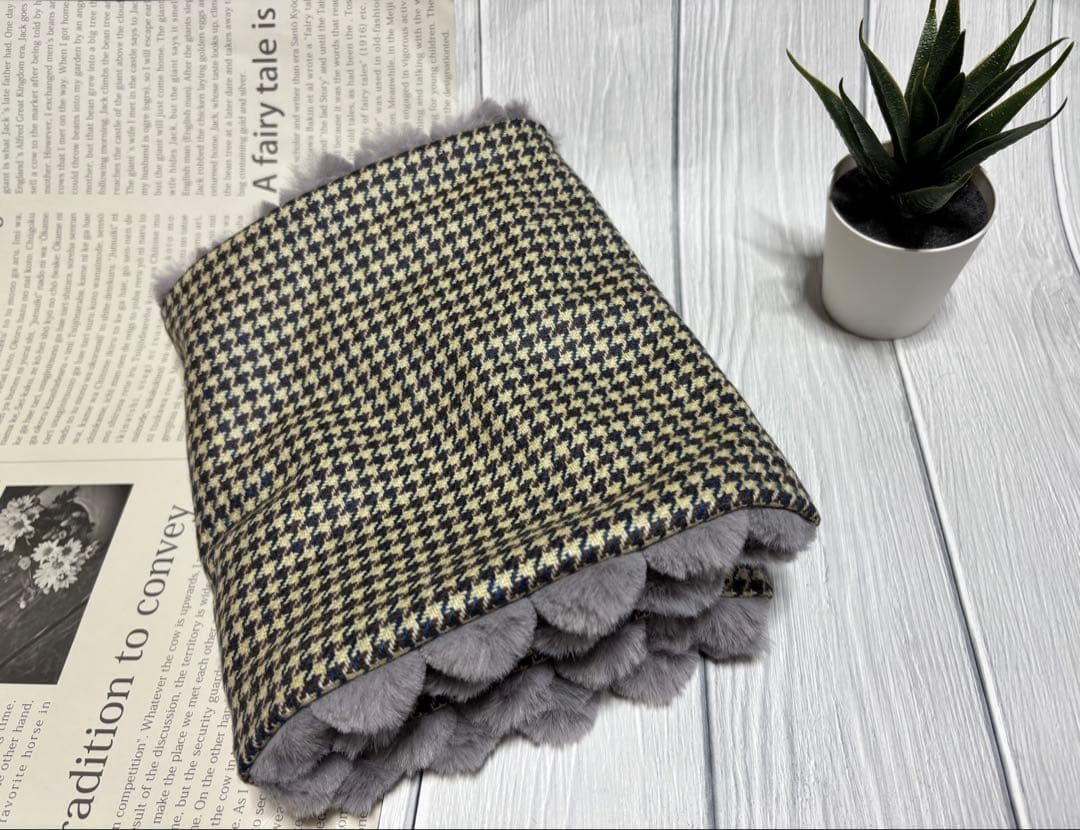 ハウンドツゥース柄のネックウォーマー　カシミア　　ポップコーンボア10点おまとめ