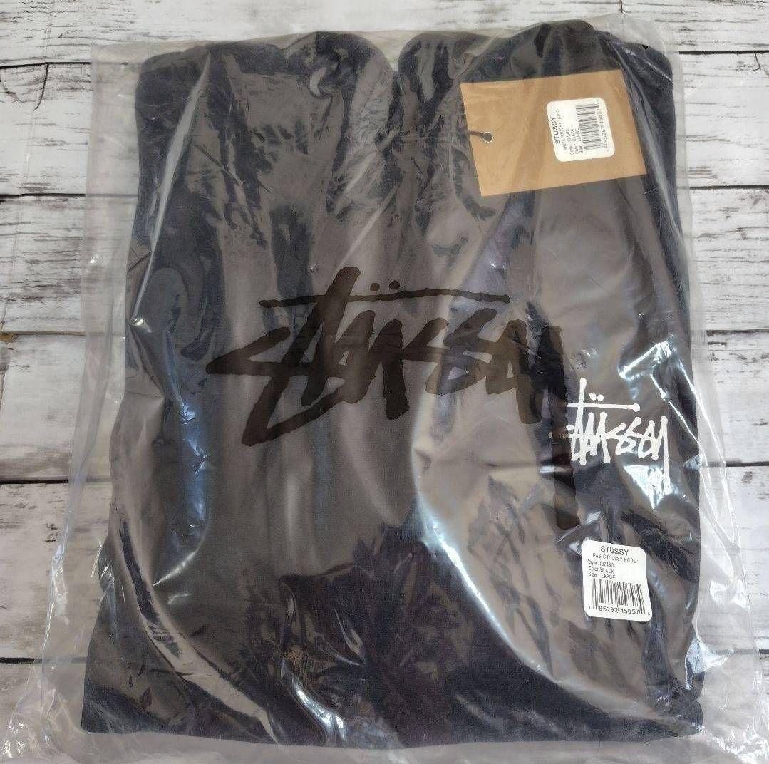 STUSSY ベーシック プルオーバー フード パーカー ブラック XL