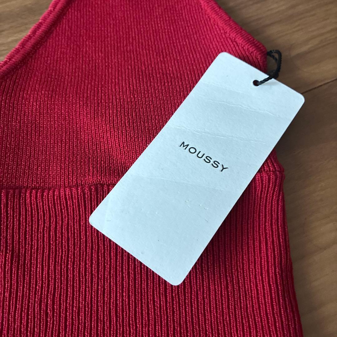MOUSSY HALTER KNIT キャミ キャミソール レッド