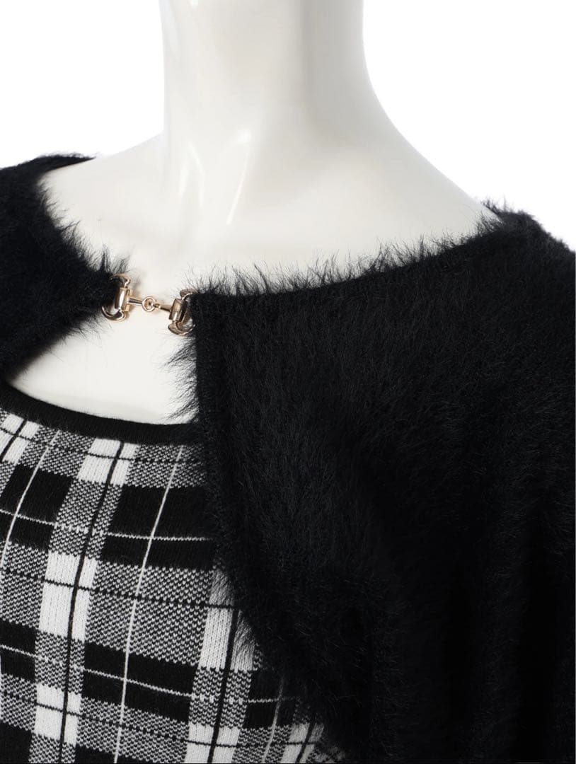 フェザーチェックアンサンブルワンピース　タイト　LIP SERVICE