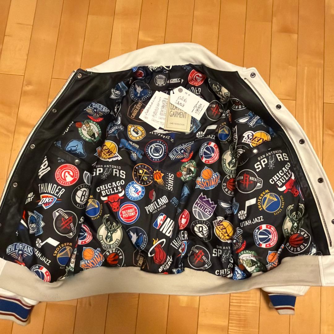 AVIREX x NBA 初コラボ　ホワイト レザージャケット Lサイズ