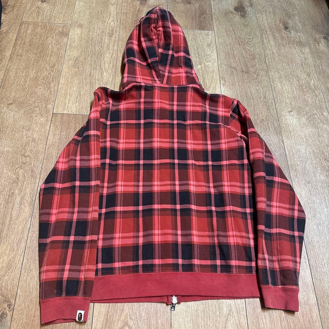 A BATHING APE チェック　ジップパーカー SIZE L