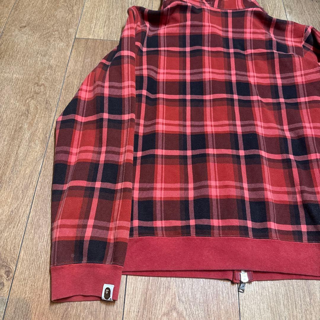 A BATHING APE チェック　ジップパーカー SIZE L