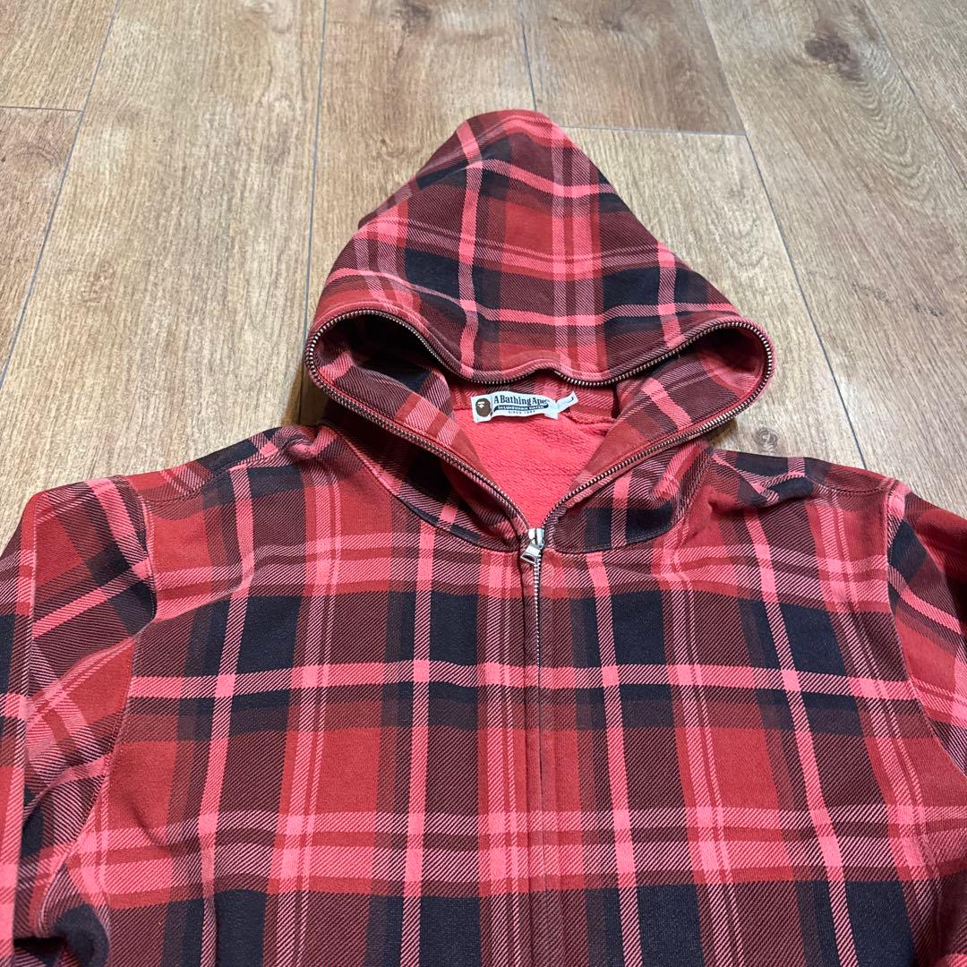 A BATHING APE チェック　ジップパーカー SIZE L