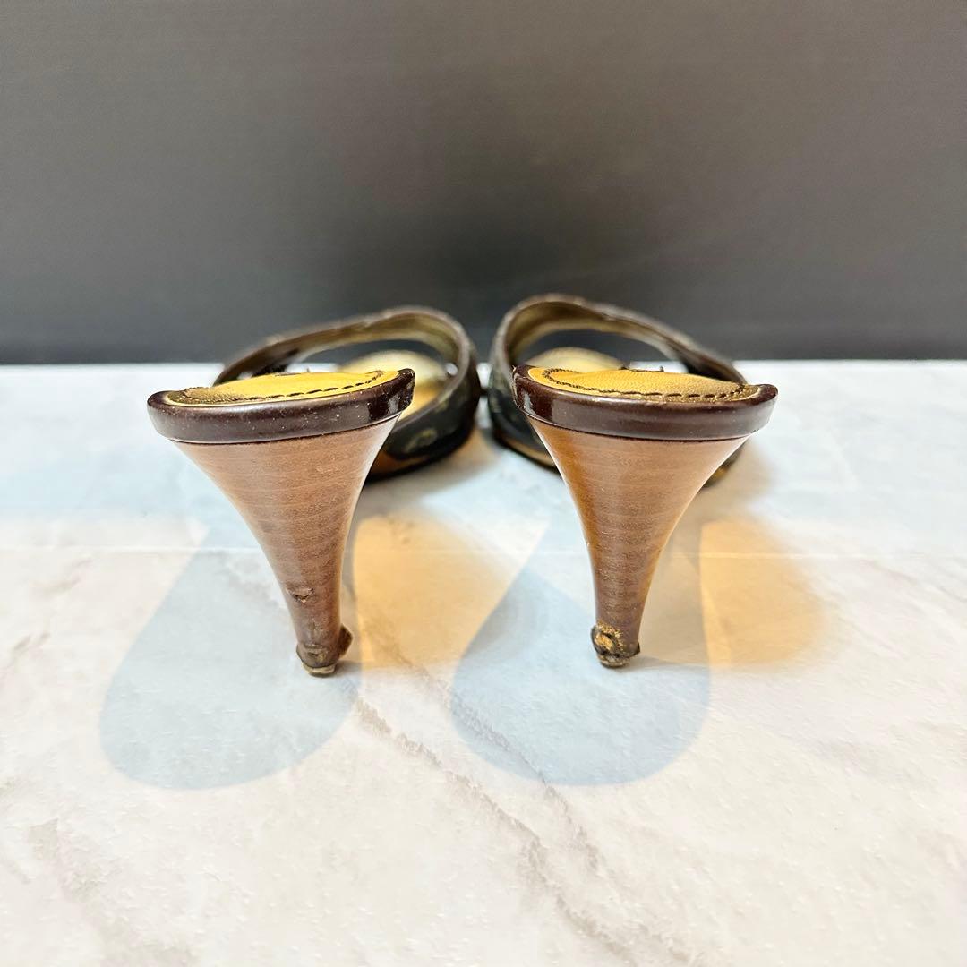 LOUIS VUITTON クロスストラップ ミュール ブラウン モノグラム