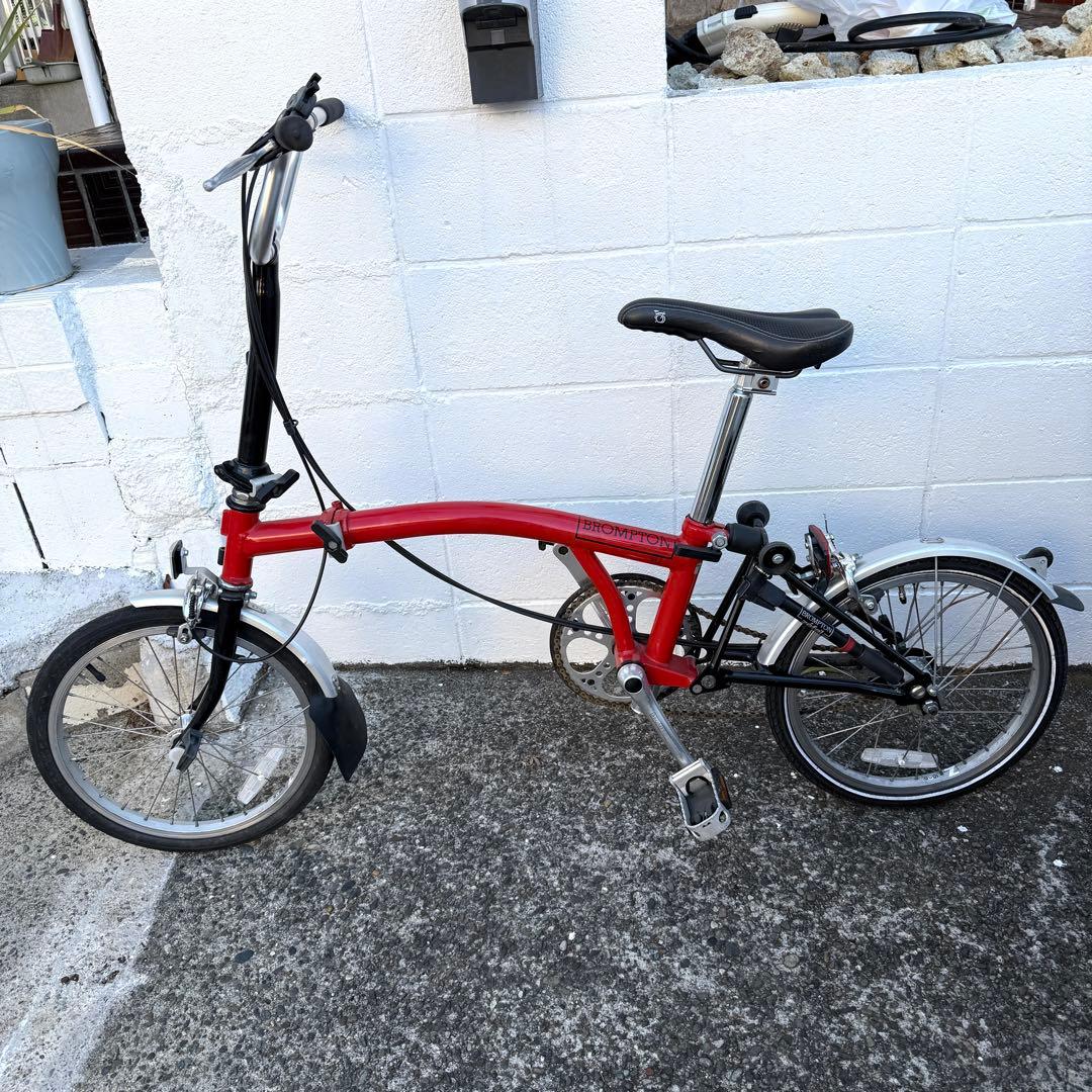 ブロンプトン　自転車本体　赤　折りたたみ自転車　チューブ新品　エアポンプ付き