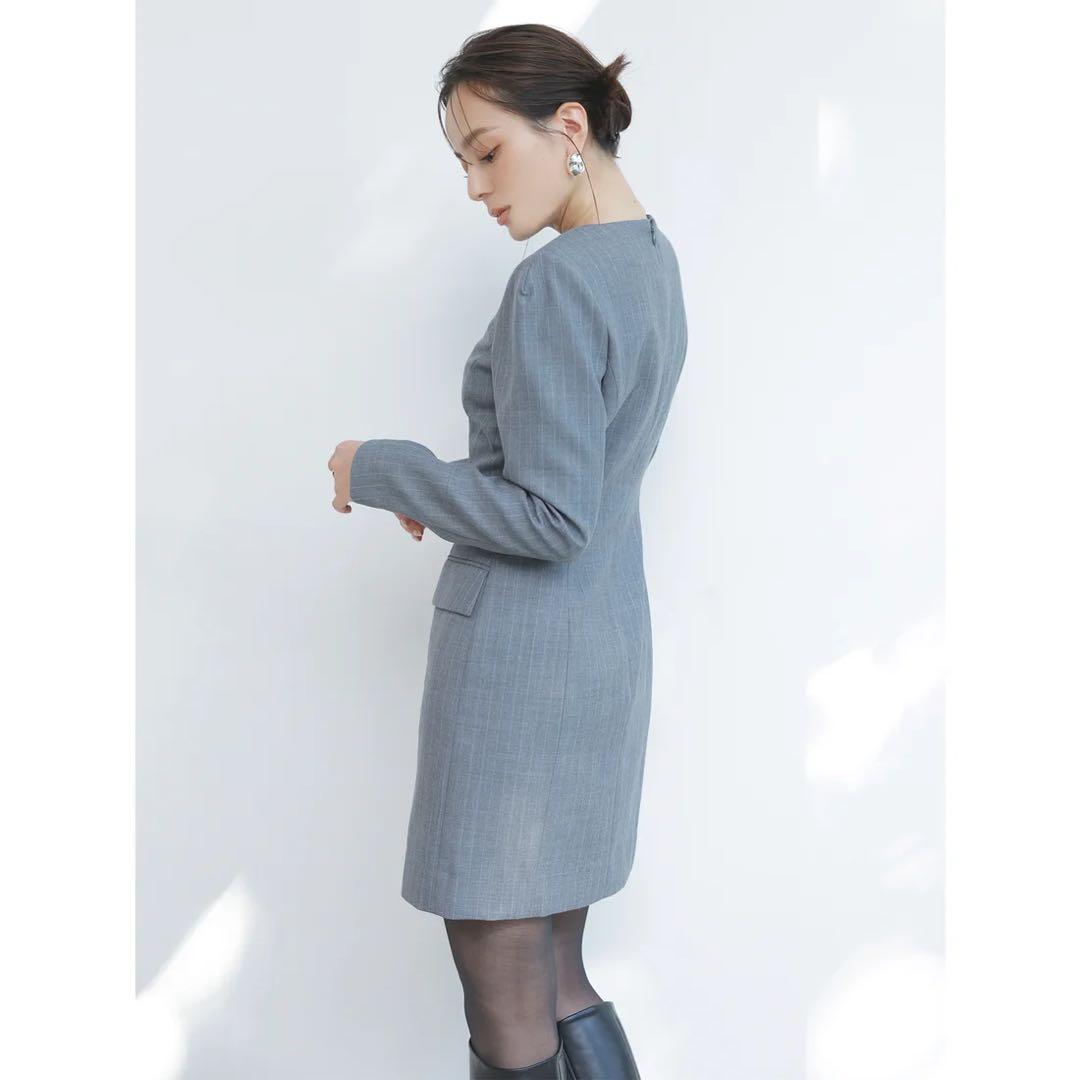 anuans パネルラインミニワンピース グレー　M