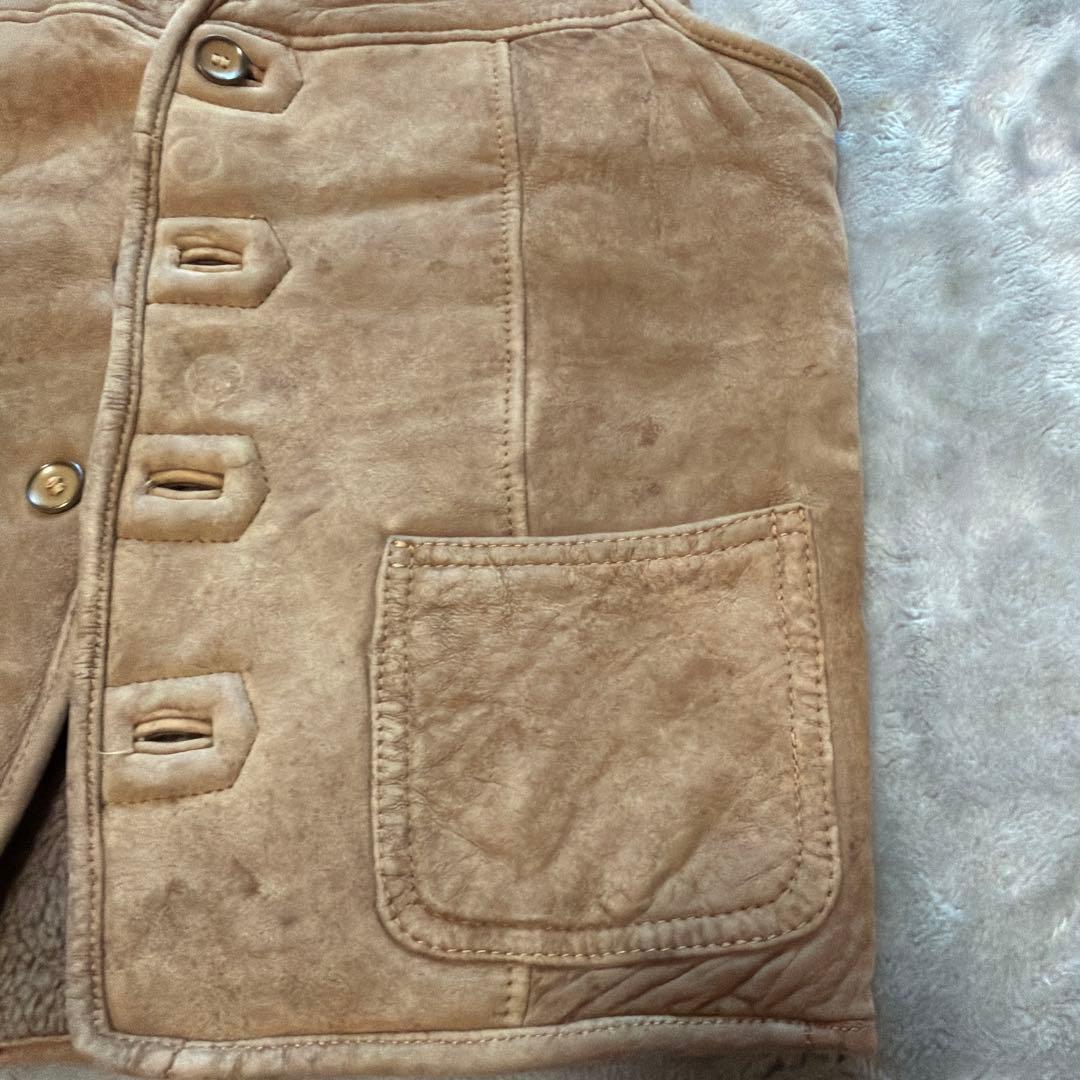80s 90s 羊革 ムートン ボアベスト ベージュ