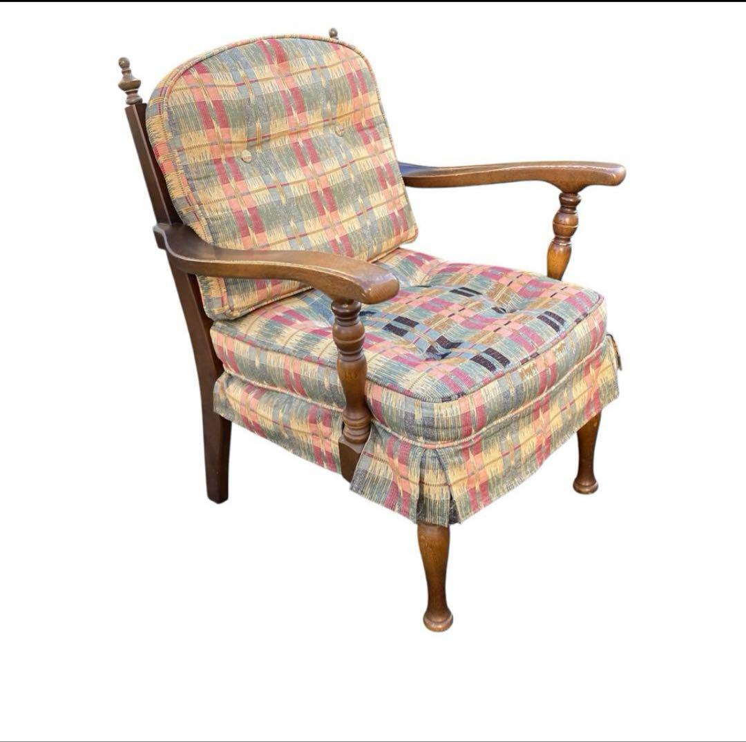 るーちゃん アンティーク チェック 飛騨産業 キツツキ 1人掛け