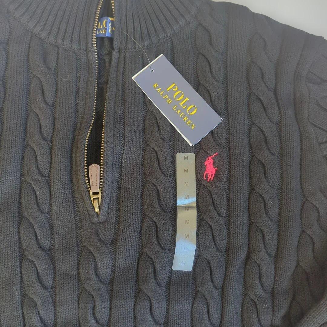 【新品】ポロラルフローレン ハーフジップ ケーブルニット ブラック M