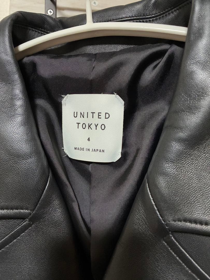 UNITED TOKYO ブラック ラムレザーダブルライダース 4