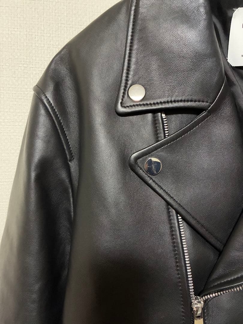 UNITED TOKYO ブラック ラムレザーダブルライダース 4