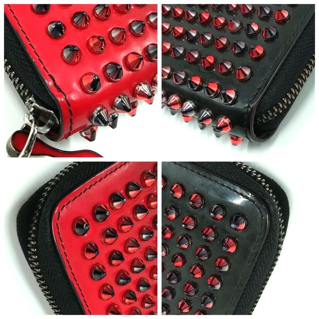Christian Louboutin ルブタン 長財布 スタッズ 黒×赤メンズ