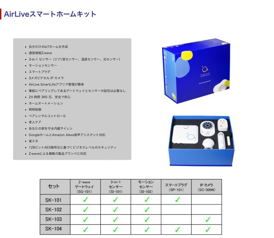 【AirLive】 防犯カメラ 見守りカメラ 4点セット Z wave