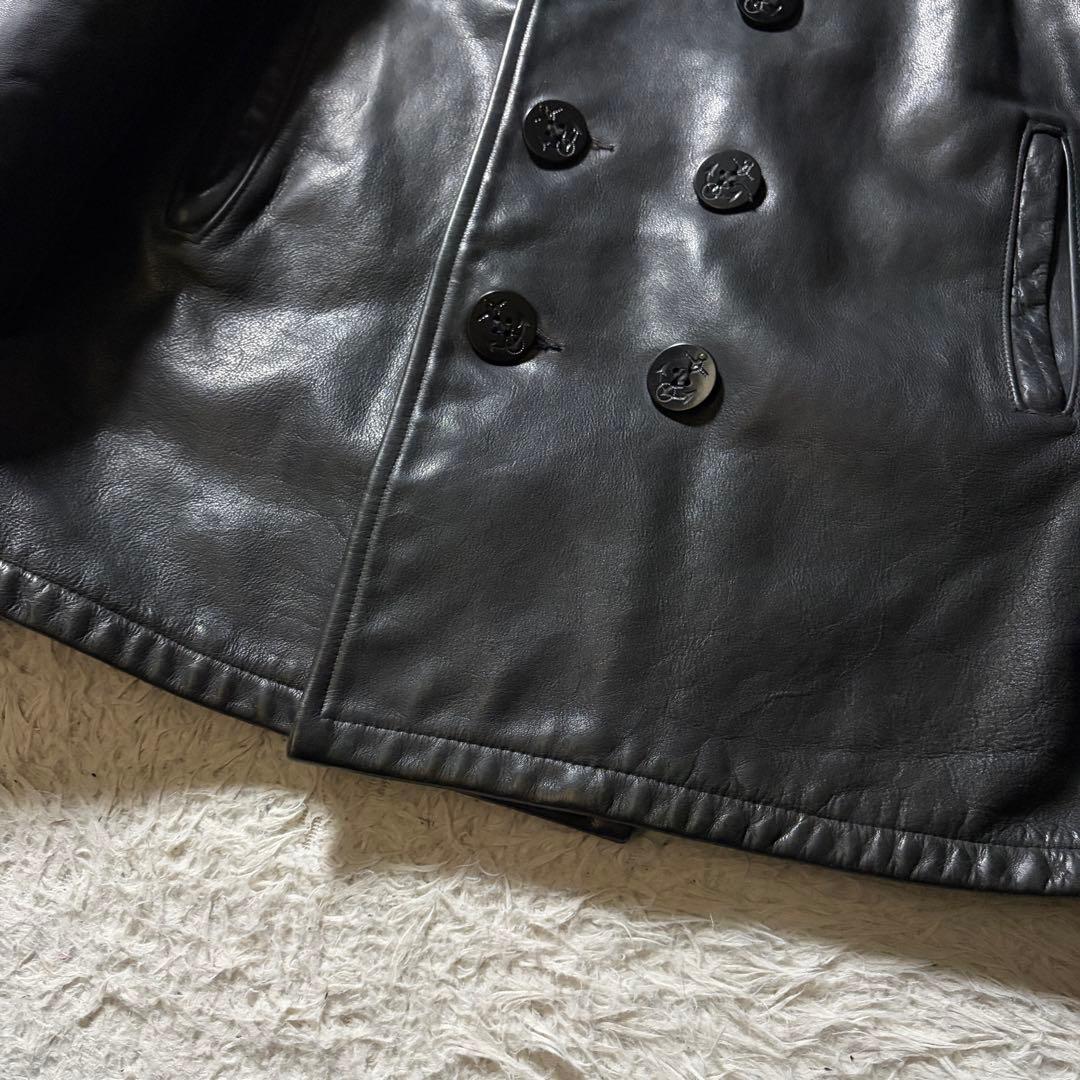 希少■schott　Pコート　オールレザー　740N　本革　ブラック　40