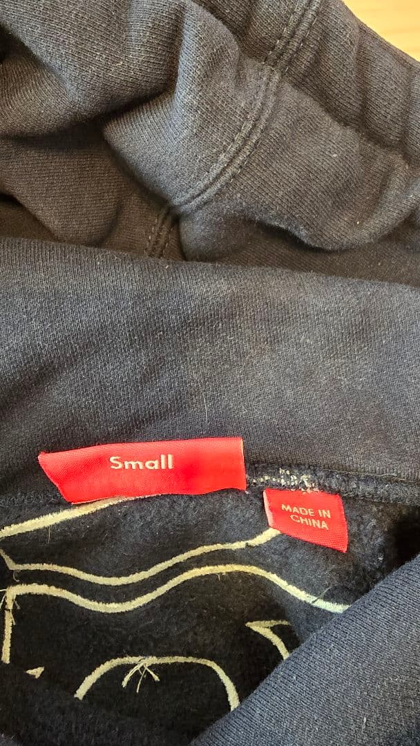 Supreme ネイビー パーカー フード付き