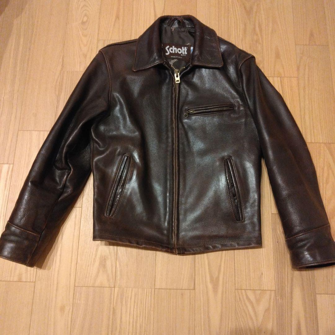 SCHOTT 659　シングルライダース　トラッカーズ　サイズ36　赤茶色系