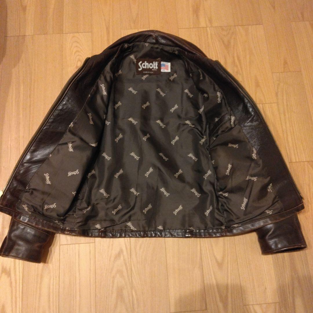 SCHOTT 659　シングルライダース　トラッカーズ　サイズ36　赤茶色系