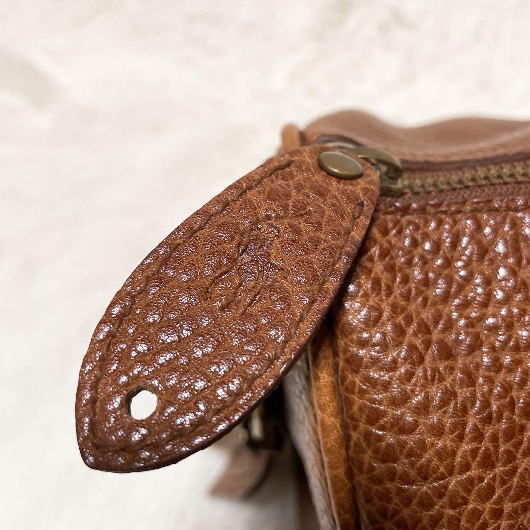 RALPH LAUREN ラルフローレン ボストンバッグ ブラウン シボ革