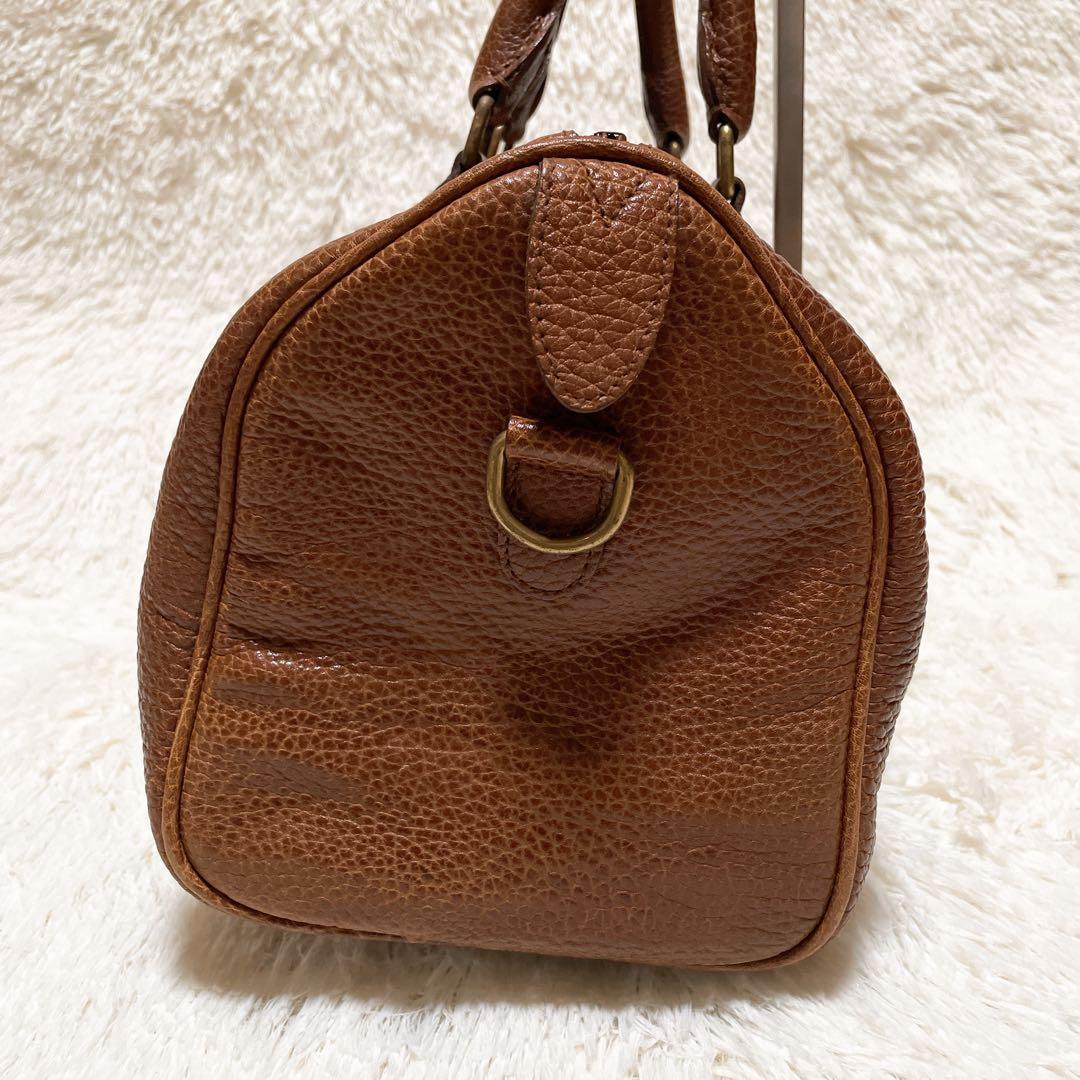 RALPH LAUREN ラルフローレン ボストンバッグ ブラウン シボ革