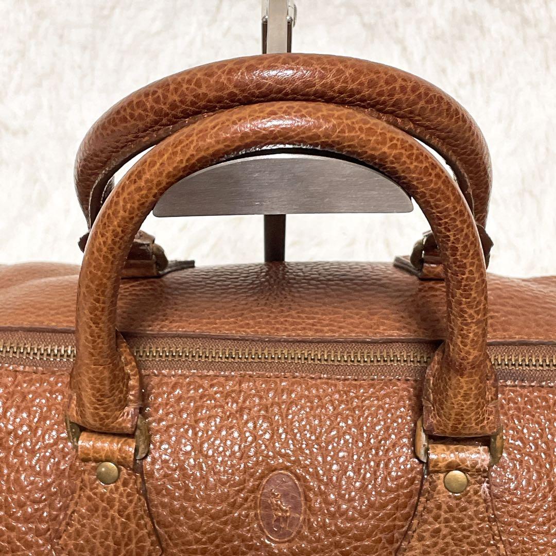 RALPH LAUREN ラルフローレン ボストンバッグ ブラウン シボ革