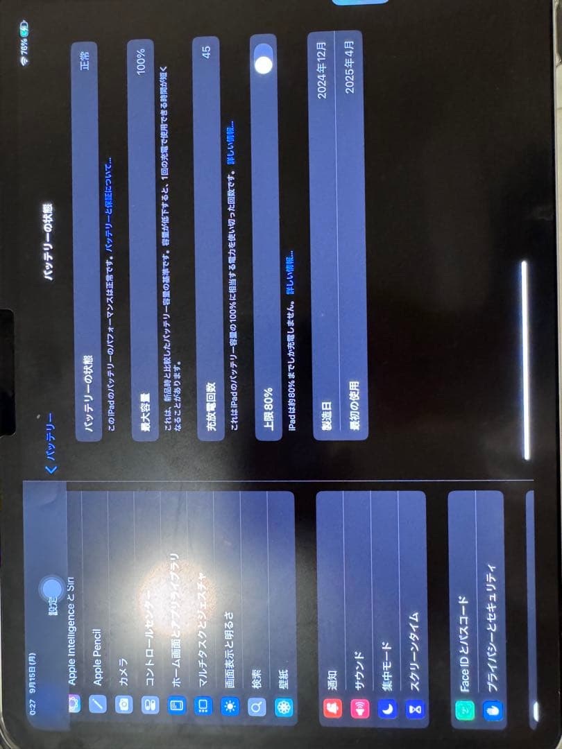 iPad pro　第7世代　（M4）11インチ2024年製造