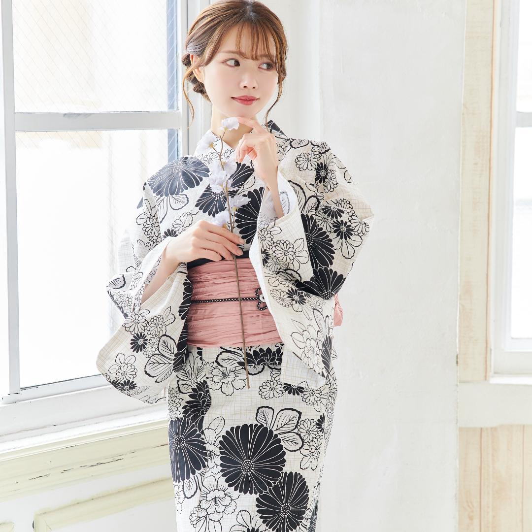 新品 浴衣 セット 浴衣セット ゆかた 大人 レディース 黒 白 Y4-73