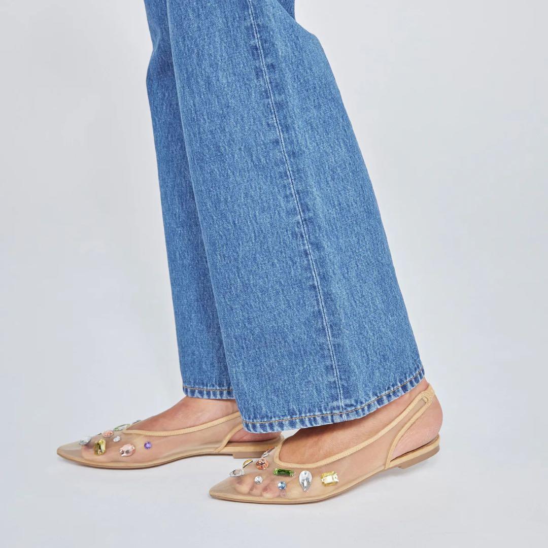 TULLEビジューバックストラップミュール　ベージュ/マルチ　M