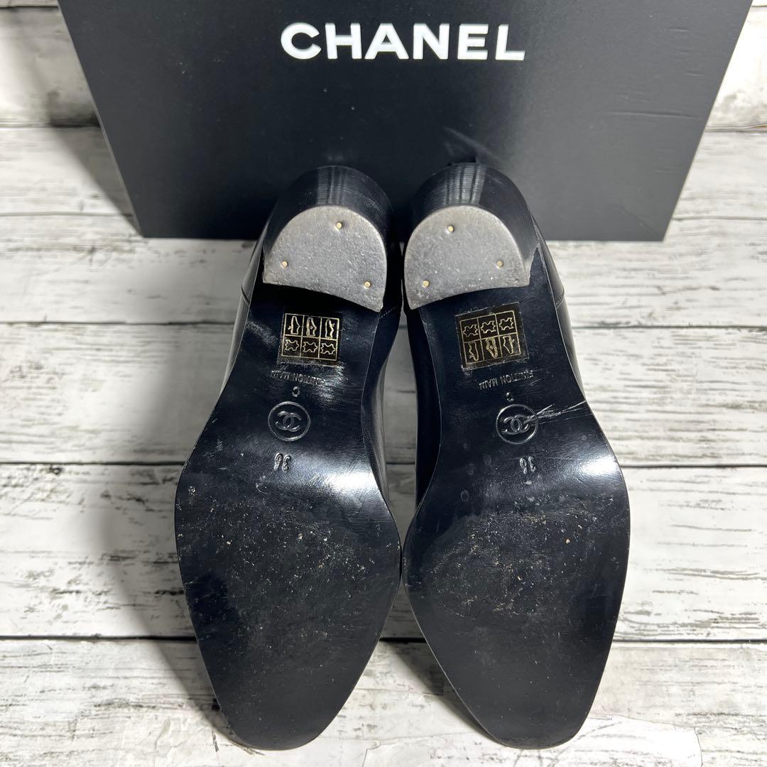 箱付きCHANELシャネル サイドゴアショートブーツ36ココマーク黒ブラック23