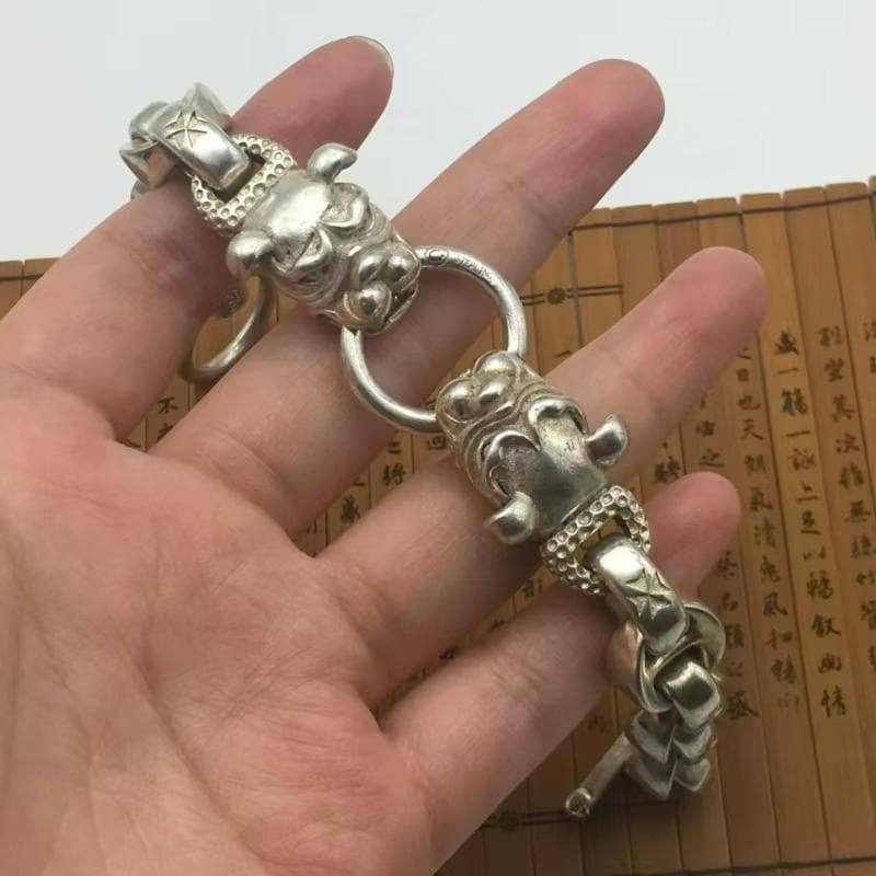 シルバー925 ダブルブルドッグ ヴィンテージチェーンブレスレット