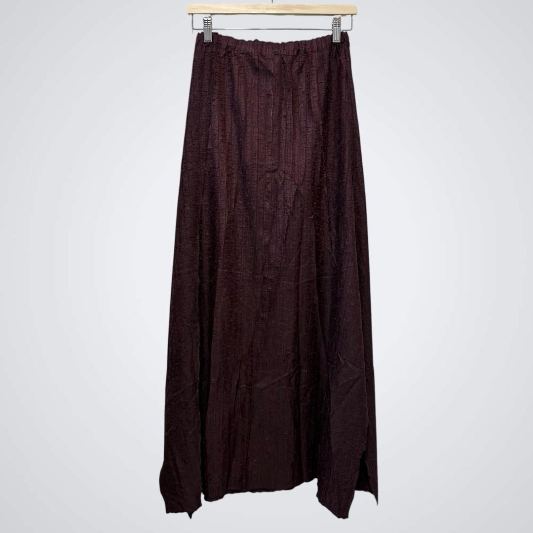 【未使用】ISSEY MIYAKE 変形プリーツ ロングスカート 4 ボルドー