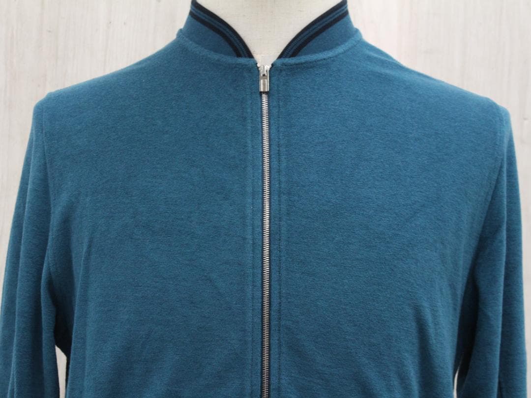 ▲エルメス HERMES コットン パイルブルゾン ジップアップ ターコイズ