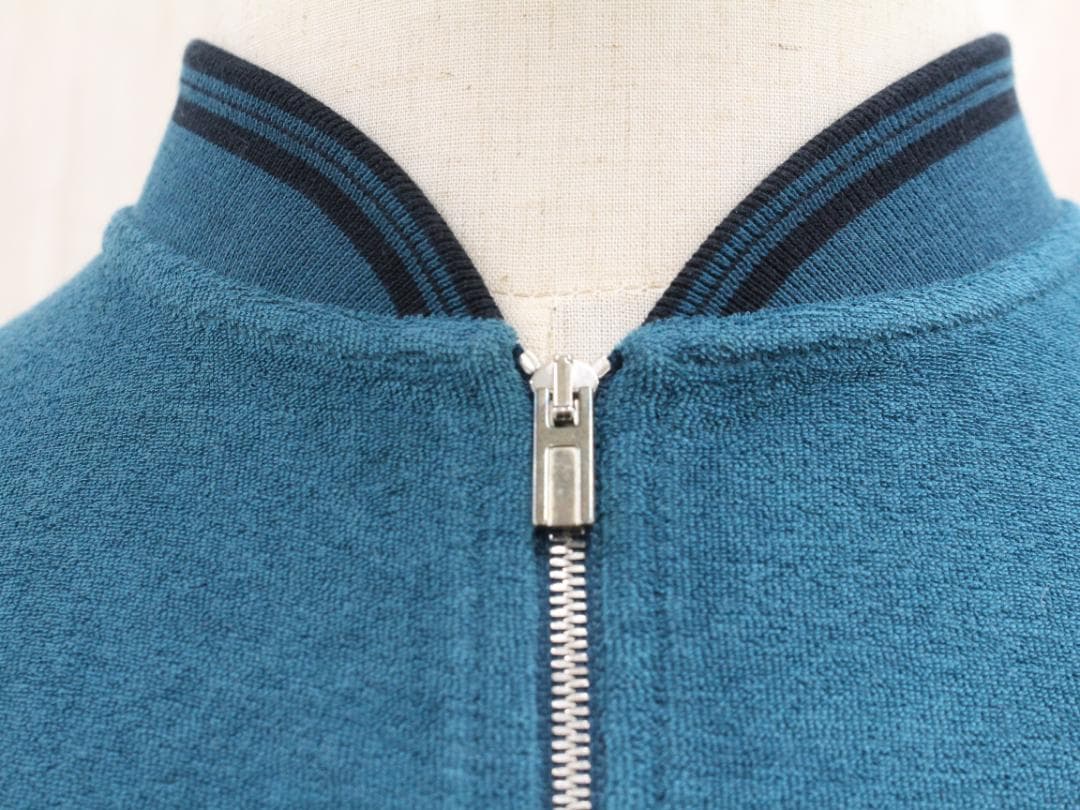 ▲エルメス HERMES コットン パイルブルゾン ジップアップ ターコイズ