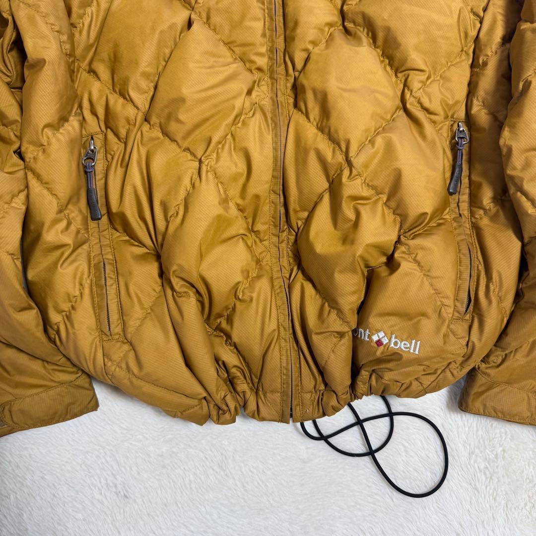 モンベル725FPライトネージュダウンジャケットLサイズ 黄ドローコード短丈