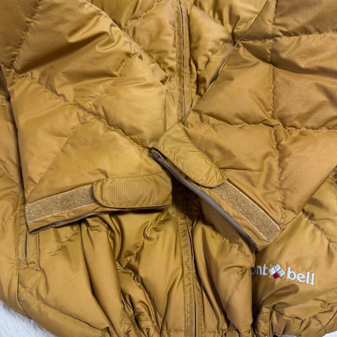 モンベル725FPライトネージュダウンジャケットLサイズ 黄ドローコード短丈