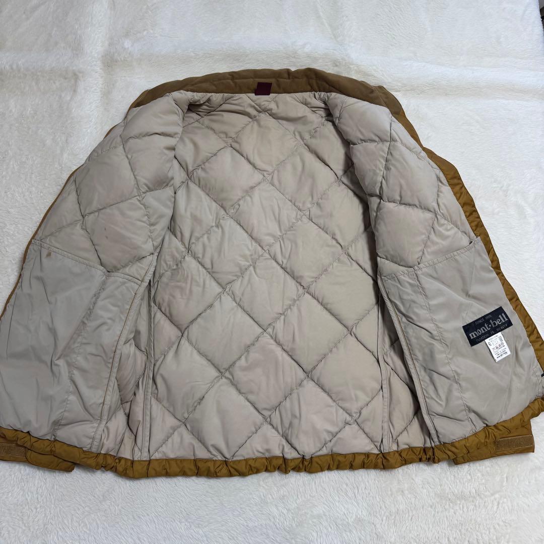 モンベル725FPライトネージュダウンジャケットLサイズ 黄ドローコード短丈