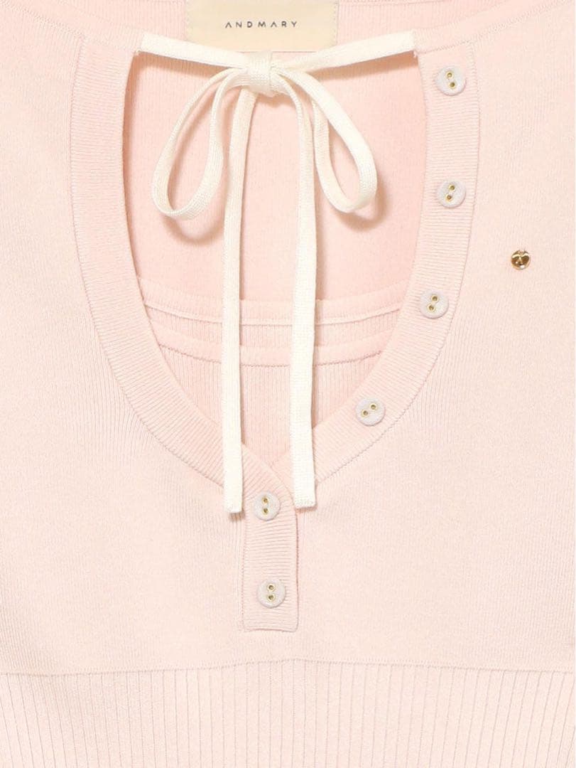 ANDMARY Hein ribbon knit tops ピンク