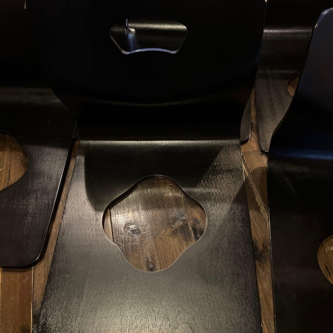 木製座椅子 黒 穴あきデザイン 8枚セット