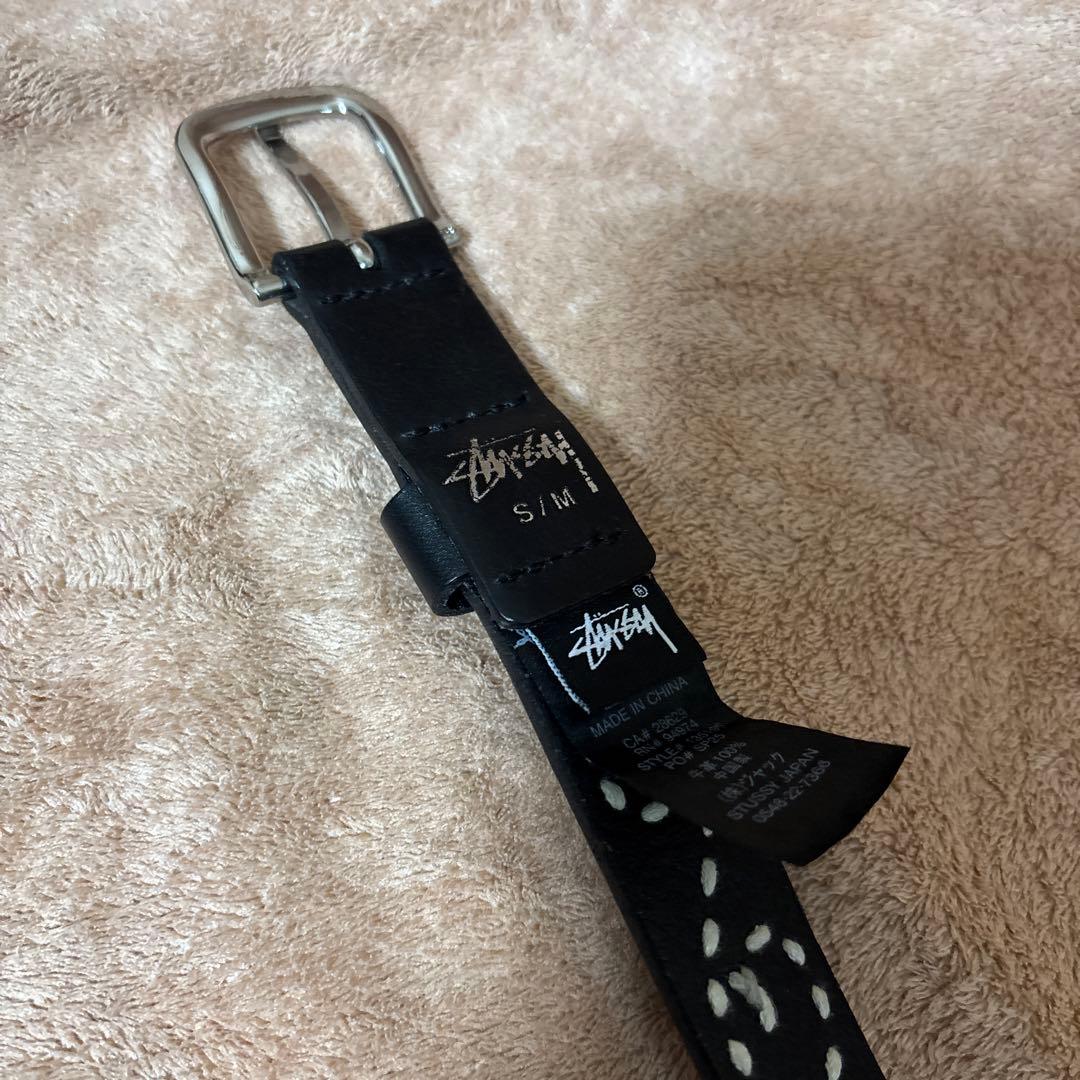 Stussy 黒 白点模様 ベルト S/M