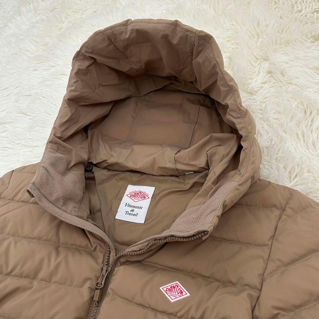極美品 ダントン フード付き ミドル ダウン ジャケット Sサイズ ベージュ