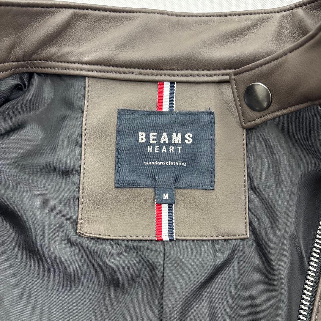 新品　BEAMS レザージャケット Mサイズシングル ライダース 革 茶色