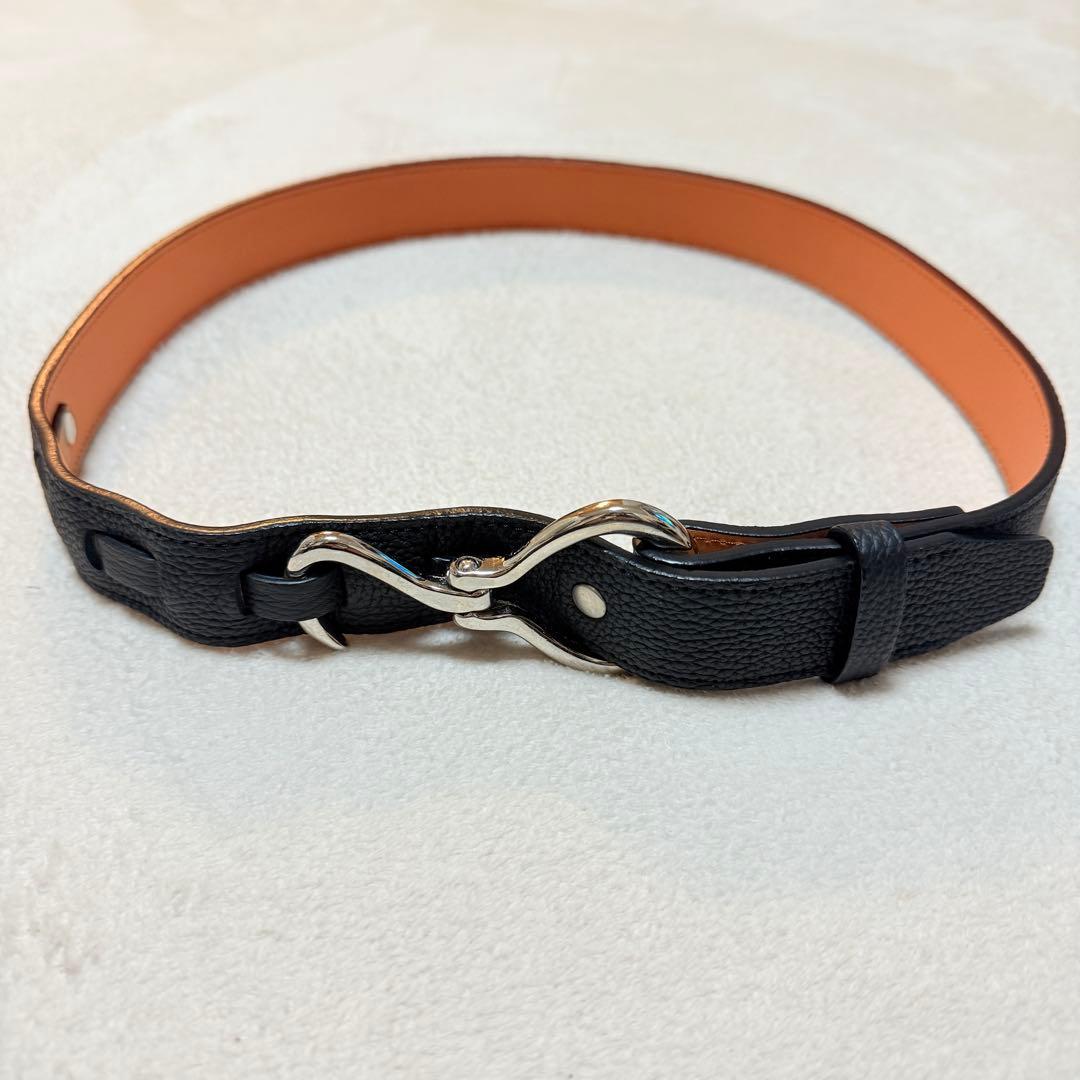 【ITTI／イッチ】フック型バックルベルト 日本製 レザー ブラック