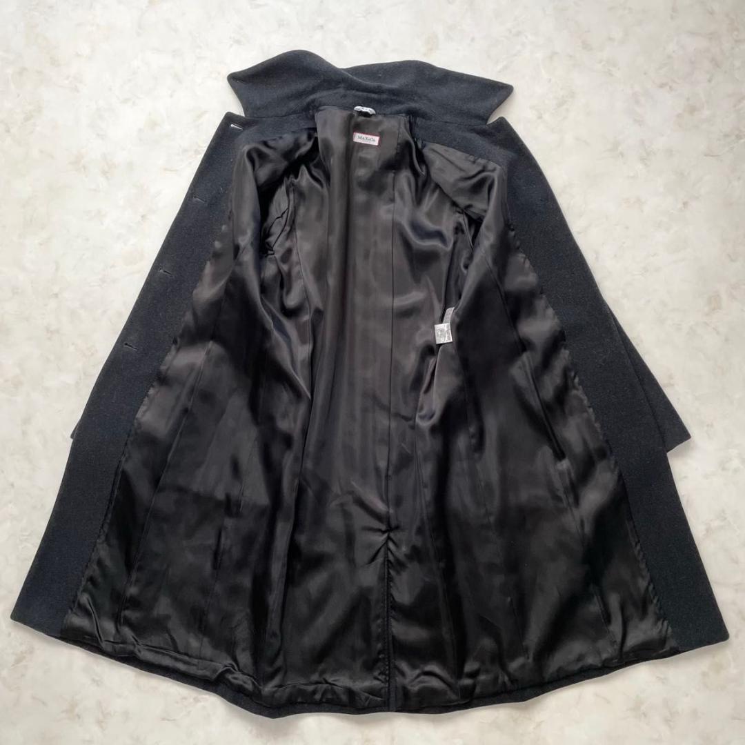 Max Mara　ステンカラーコート ウールコート　チャコールグレー　40 L